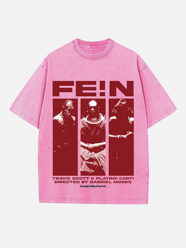 Travis Scott Print Round Neck T-shirt