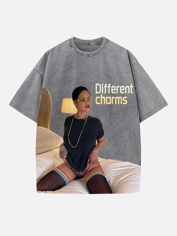 Rihanna Print Round Neck T-shirt
