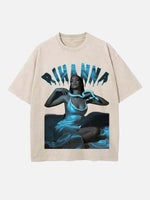 Rihanna Print Round Neck T-shirt