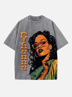 Rihanna Print Round Neck T-shirt