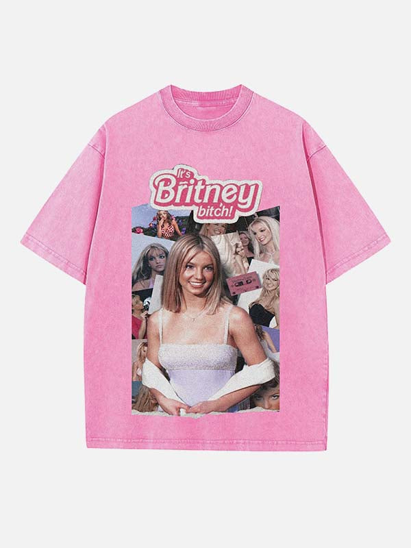 Britney Spears Print Round Neck T-shirt