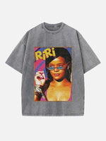 Rihanna Print Round Neck T-shirt