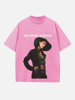 Alicia Keys Print Round Neck T-shirt