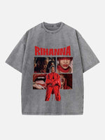 Rihanna Print Round Neck T-shirt