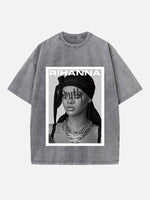Rihanna Print Round Neck T-shirt
