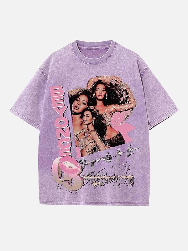 Beyoncé Print Round Neck T-shirt