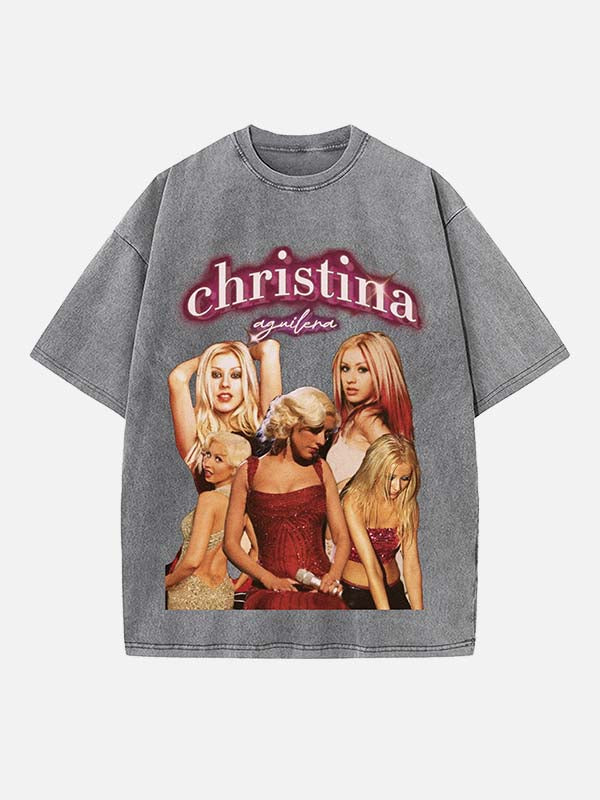 Christina Aguilera Print Round Neck T-shirt
