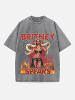 Britney Spears Print Round Neck T-shirt