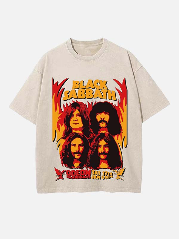 Black Sabbath Print Round Neck T-shirt