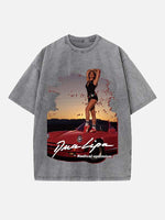 Dua Lipa Print Round Neck T-shirt