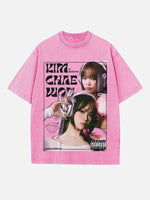 LE SSERAFIM Kim Chaewon Print Round Neck T-shirt