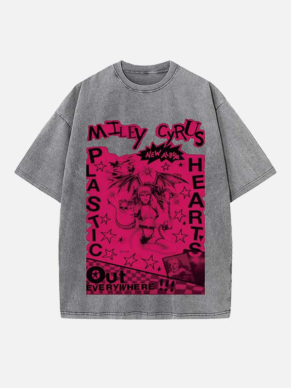 Miley Cyrus Print Round Neck T-shirt