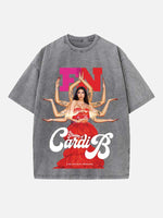 Cardi B Print Round Neck T-shirt