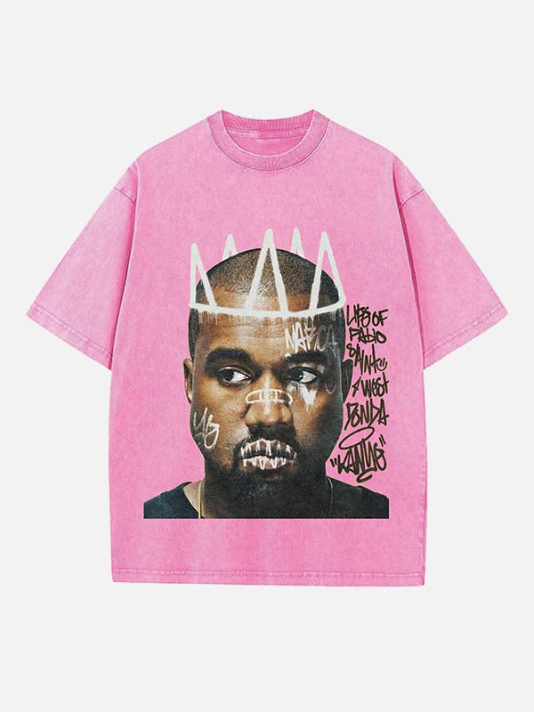 Kanye West Print Round Neck T-shirt