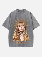 Miley Cyrus Print Round Neck T-shirt