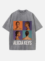 Alicia Keys Print Round Neck T-shirt