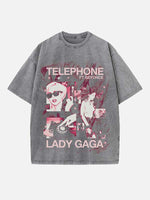 Lady Gaga Print Round Neck T-shirt