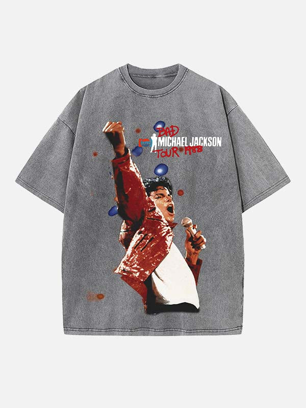 Michael Jackson Print Round Neck T-shirt