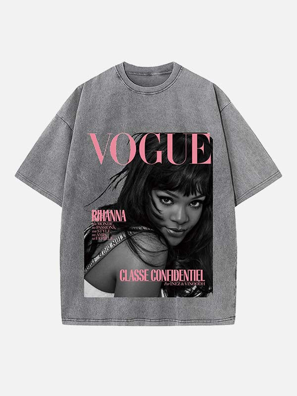 Rihanna Print Round Neck T-shirt