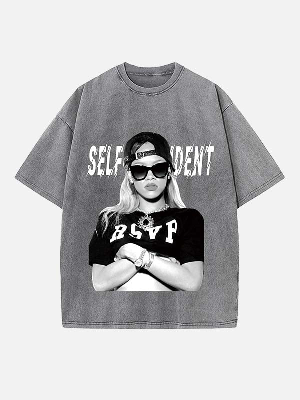 Rihanna Print Round Neck T-shirt
