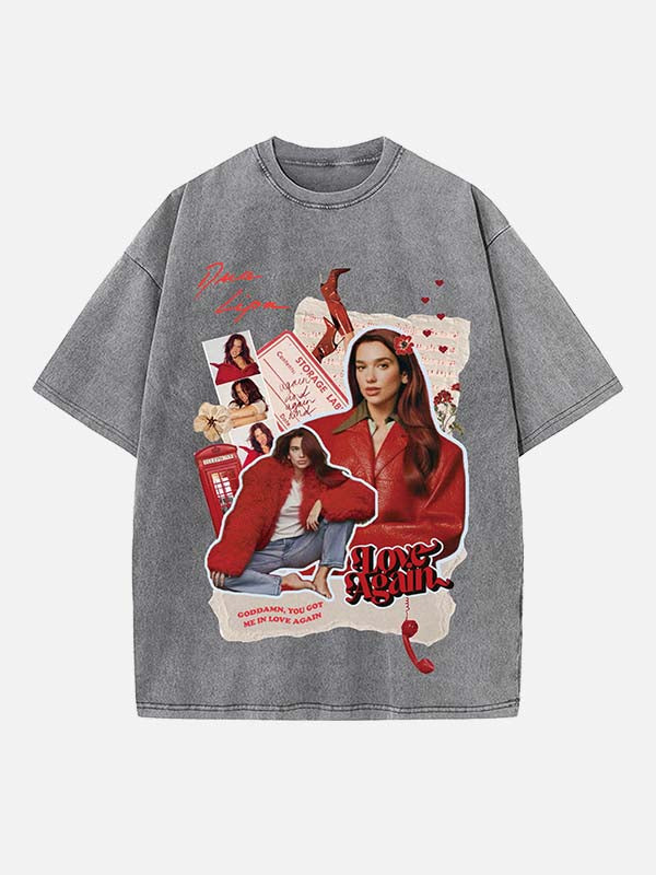 Dua Lipa Print Round Neck T-shirt