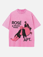 Bruno Mars & BLACKPINK Rosé Print Round Neck T-shirt