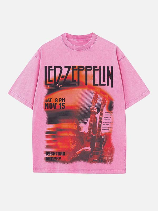 Led Zeppelin Print Round Neck T-shirt