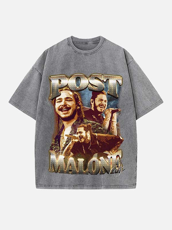 Post Malone Print Round Neck T-shirt