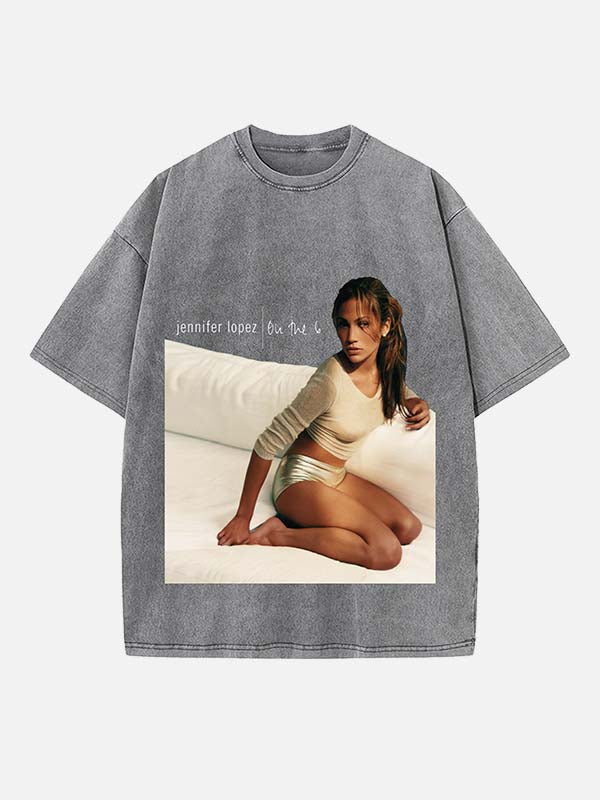 Jennifer Lopez Print Round Neck T-shirt