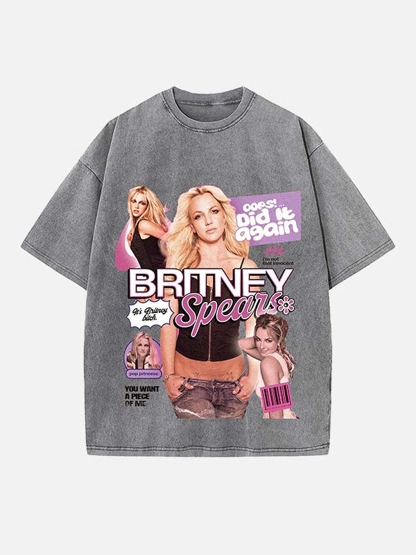 Britney Spears Print Round Neck T-shirt