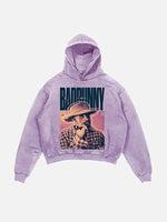 Bad Bunny Print Slant Pockets Hoodie