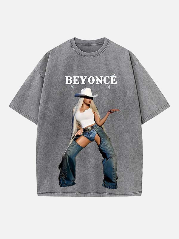 Beyoncé Print Round Neck T-shirt