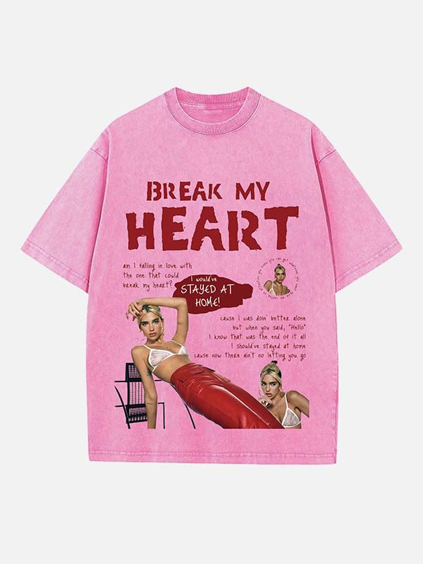 Dua Lipa Print Round Neck T-shirt