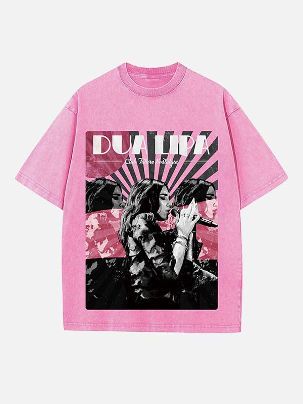 Dua Lipa Print Round Neck T-shirt