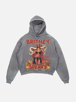 Britney Spears Print Slant Pockets Hoodie