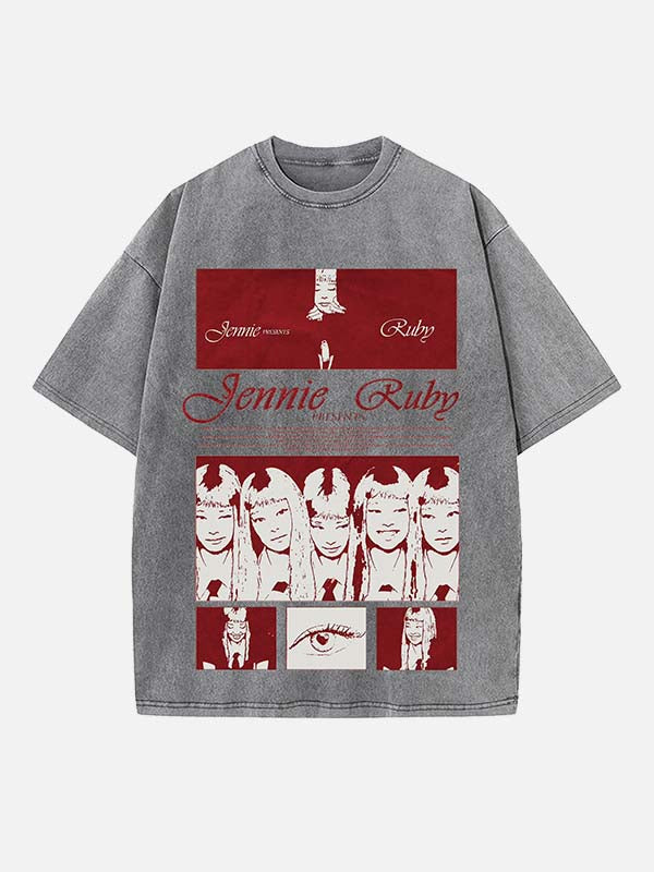 BLACKPINK Jennie Print Round Neck T-shirt