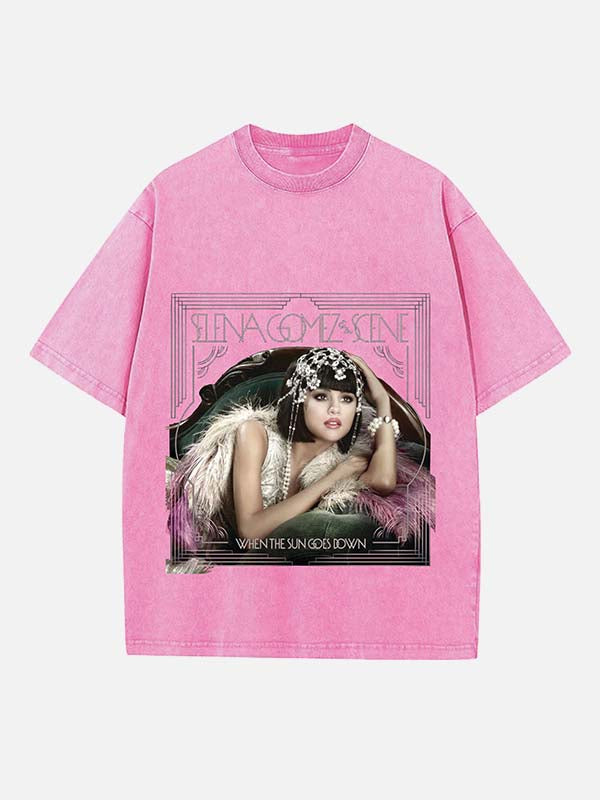 Selena Gomez Print Round Neck T-shirt
