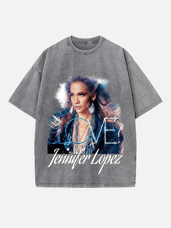 Jennifer Lopez Print Round Neck T-shirt