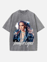 Jennifer Lopez Print Round Neck T-shirt
