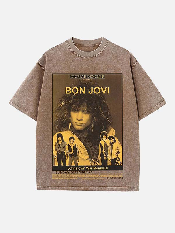 Bon Jovi Print Round Neck T-shirt