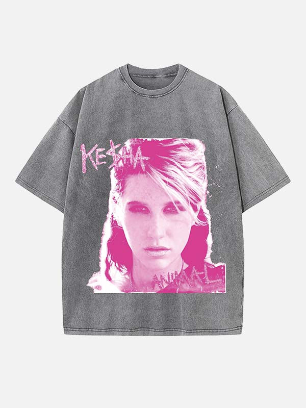 Kesha Print Round Neck T-shirt