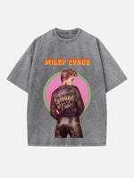 Miley Cyrus Print Round Neck T-shirt