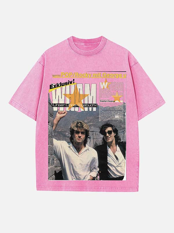 George Michael Wham! Print Round Neck T-shirt