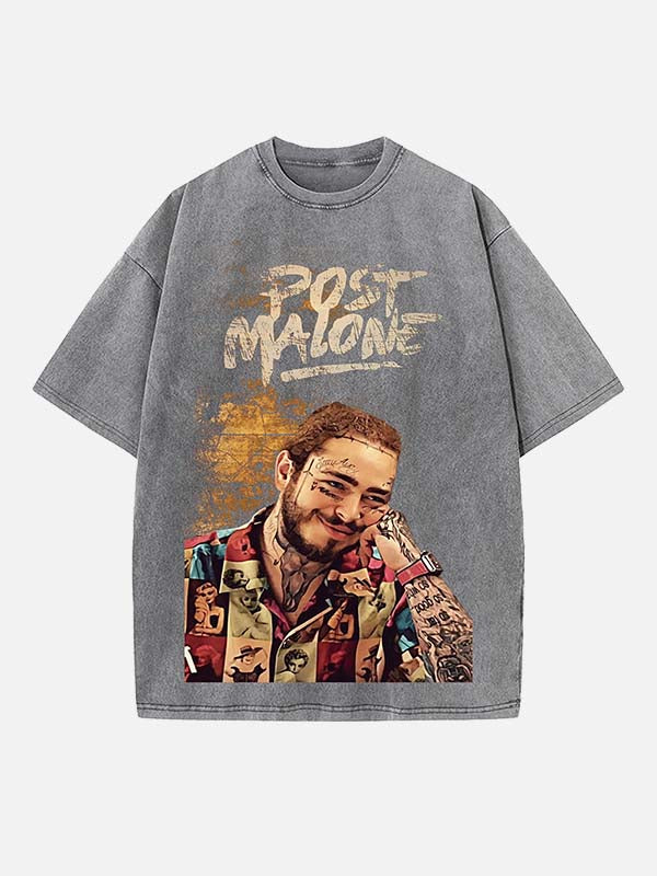 Post Malone Print Round Neck T-shirt