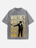 Whitney Houston Print Round Neck T-shirt