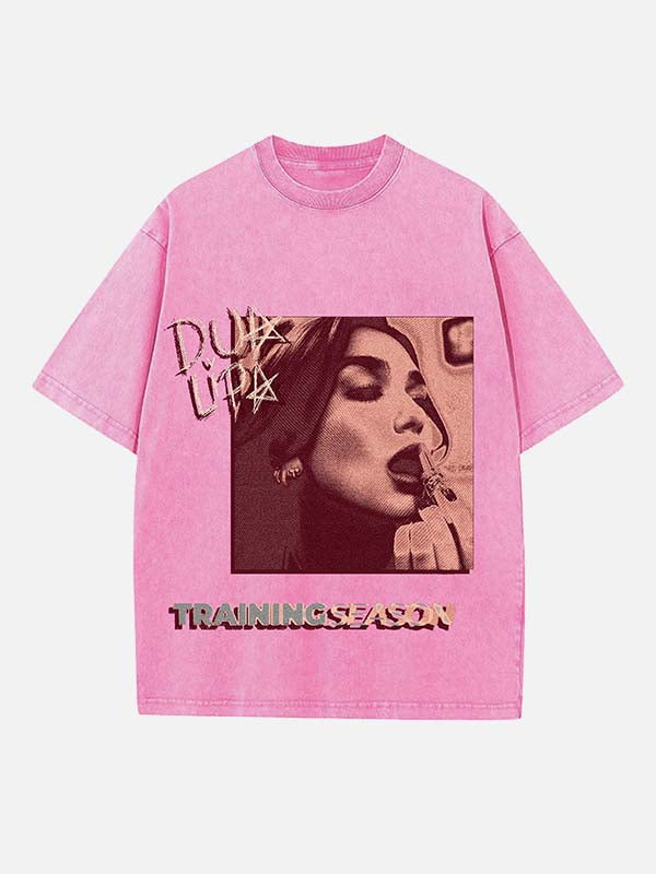 Dua Lipa Print Round Neck T-shirt