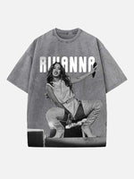 Rihanna Print Round Neck T-shirt