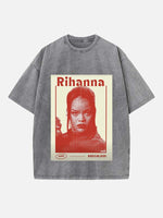 Rihanna Print Round Neck T-shirt