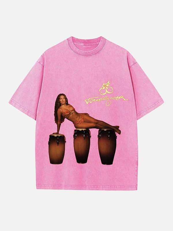 Karol G Print Round Neck T-shirt