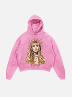 Miley Cyrus Print Slant Pockets Hoodie